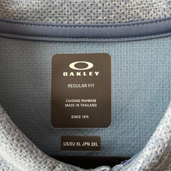 Oakley Polo Shirt Mens Size XL Ensign Blue Light Heather Golf Shirt - Picture 3 of 12